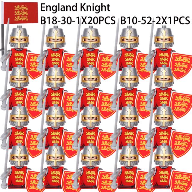 Military Building Blocks Solider Figures Gifts Toys Movie Science Fiction Series Medieval Knight Legion Weapons Shield Flag MOC