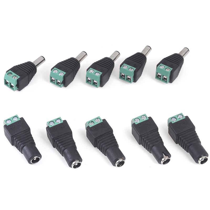 10pcs/5Pairs 2.1x5.5mm DC Power Plug Jack Adapter Connector Male and Female