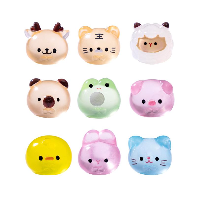 12/24/48pcs Luminous Mini Resin Animal Frog Tiger Figurine Glow In The Dark Miniature Figures Ornament Fairy Garden Accessories