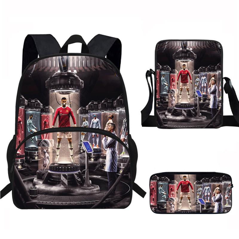 Set Zaino Scolastico CR7 per Bambini Tessuto Oxford Borsa a Doppio Scomparto con Tasca Frontale Astuccio Tracolla Ergonomico Dorsale