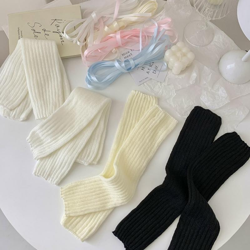 Japanese Style Leg Warmers Gothic Knit Long Socks Leggings Gaiters Autumn Winter Cuffs Ankle Heaps Socks