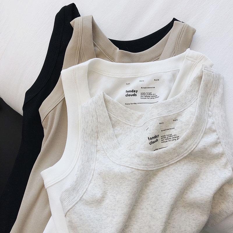 Women's Slim Fit Ribbed Cotton Camisole: Breathable, Elastic, Cropped Sports Vest for Summer