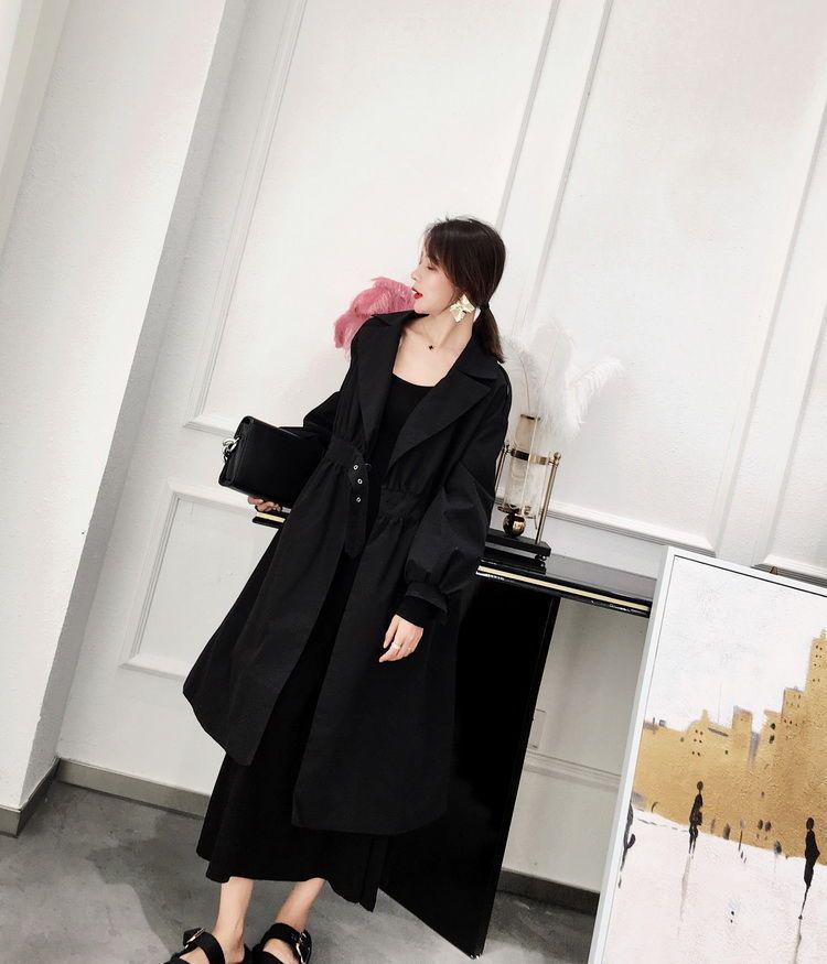 Hepburn-Style Slim-Fit Long Black Dress - Cinched Waist, Elegant Spring/Autumn 2026