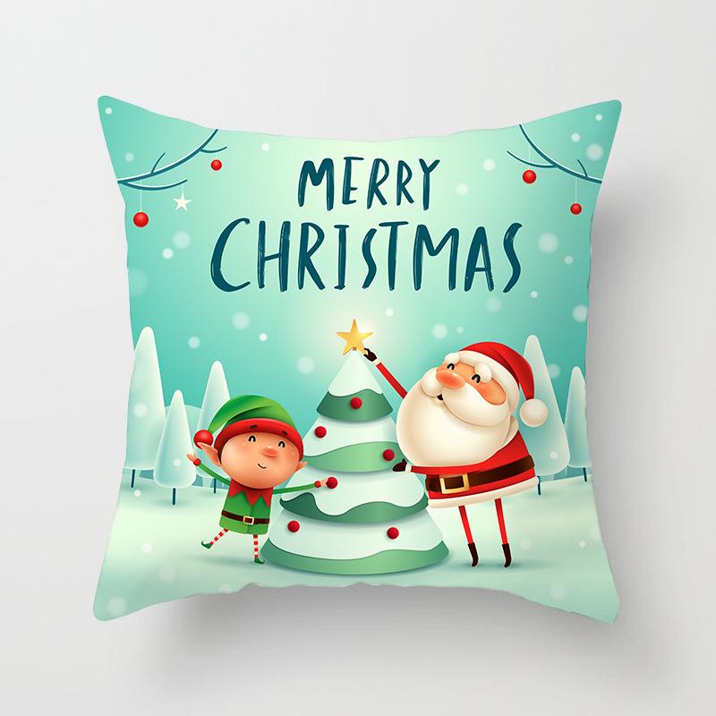 Cartoon Christmas Dog Car Pattern Pillow Case Festive Home Decoration Office Car Cushion Pillow Case