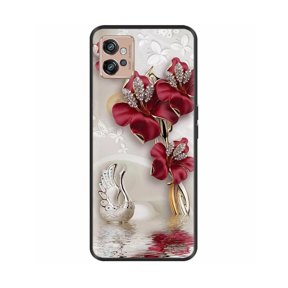 For Motorola Moto G32 Phone Case Heart-Butterfly Funda For Motorola Moto G32 MotoG32 Cover Protection Liquid Silicone Bumper