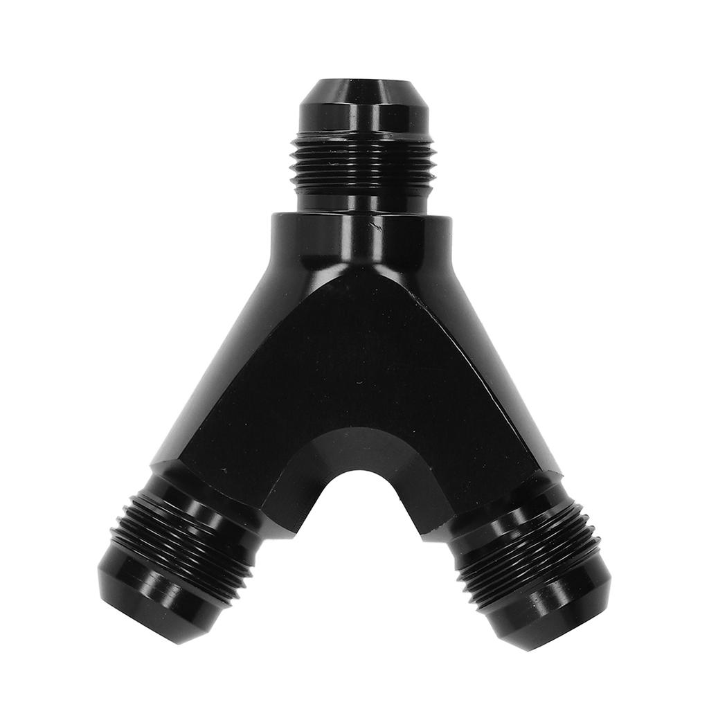 Schwarz Eloxierter 3-Wege Y-Block Fitting Adapter Aluminium Autozubehör 8AN Außengewinde auf 2X AN8 8AN Außengewinde