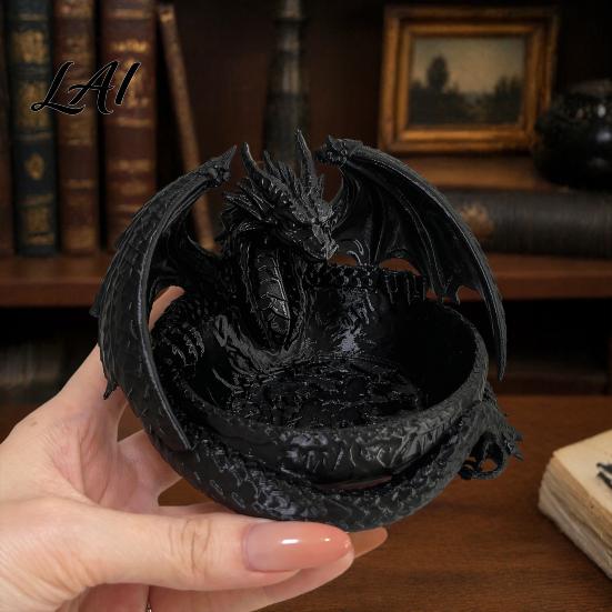 Gothic Home Decor 3D Printed Dragon Jewelry Tray Fantasy Catchall Key Desktop Storage Artifact Holder Medieval Gift for Fans Unique Bowl