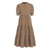 VONDA Summer Women's Ruffled Long Dress Puff Short Sleeve Button Down Solid Color Casual Loose Maxi Dresses Plus Size
