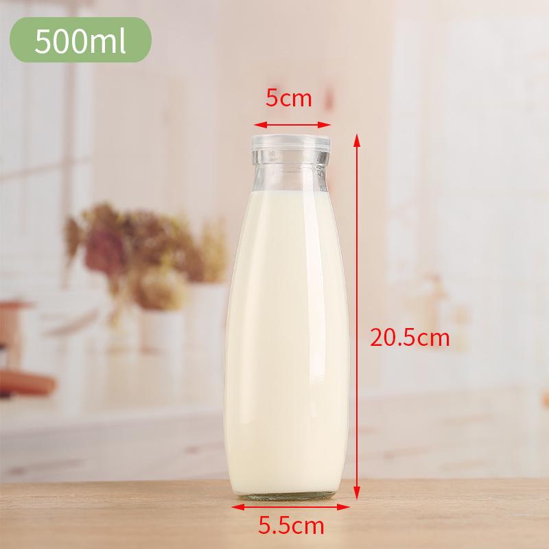 Biberon in Vetro Spesso da 250 ml con Tappo Ermetico per Yogurt e Bevande