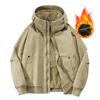 2024 Men's Fleece Lined Winter Hooded Cotton Jacket - Plus Size, Functional & Washed