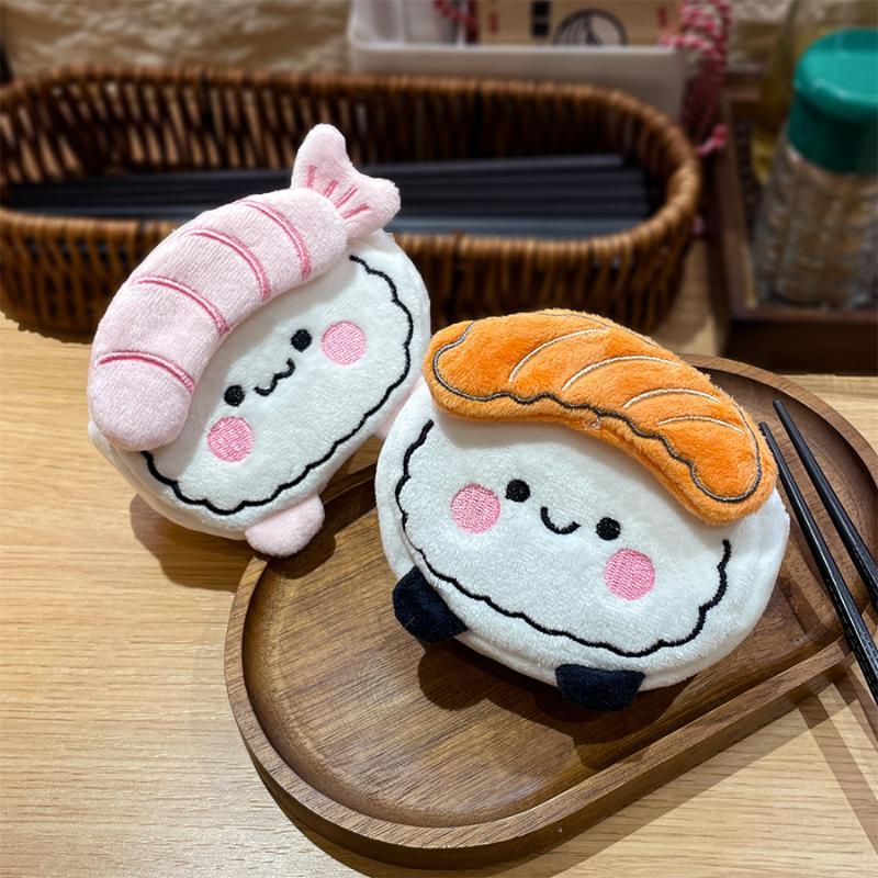Cute Cartoon Salmon Sushi Sweet Shrimp Plush Coin Purse Creativity Earphone Bag Multi-Functional Zero Wallet Storage Bag Gift