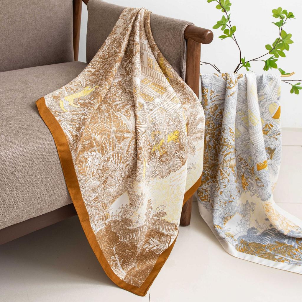 Retro-Print-kleines quadratisches Tuch, elegantes und modisches Imitation-Seidentuch, hochwertig vielseitiges Temperament Pendler professionelles Tuch