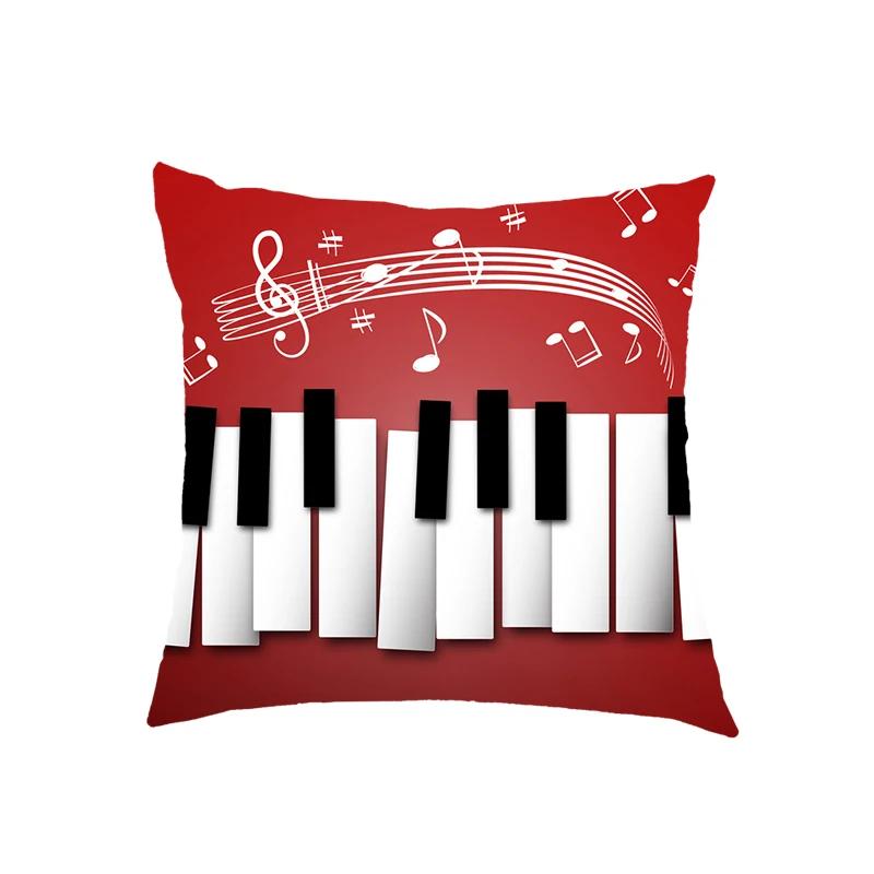 Mode Musiknoten Druck Kissenbezüge Gitarre Klavier Kissenbezüge Zuhause Schlafzimmer Haus Büro Quadratischer Kissenbezug Dekokissenbezug