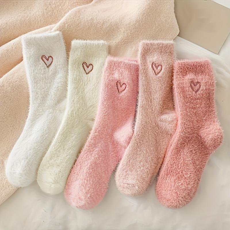 Cozy Heart-Embroidered Socks - Soft, Fluffy, Mid-Calf Length, Perfect for Women, Autumn & Winter, Autumn Winter Socks