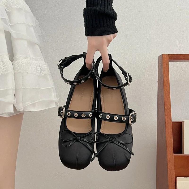 Fashion Women Bow Ballet Dance Shoes Shallow Flats Designer Rome Shoes New Walking Casual Shoes Sandals Cozy Trend Dress Mujer Zapatos