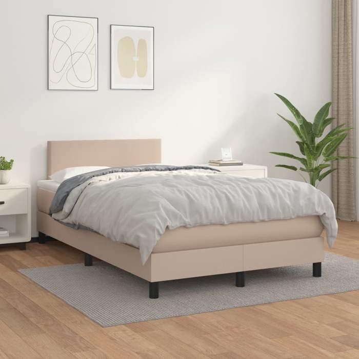 Exclusive House - Cappuccino Mattress Slatted Bed Base 120x190cm Faux Leather