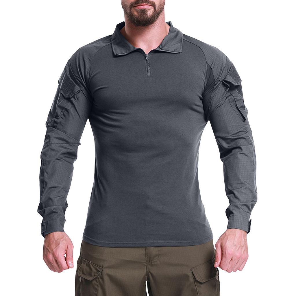 Men's Solid Color Zipper Lapel Loose Long Sleeve Top Men's Casual Fashion Long Sleeve Top