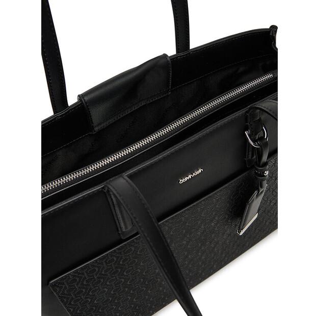 Handbag Calvin Klein Ck Must Aop Medium Shopper W Poc LV04F3225G Black