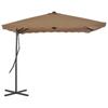 250 X 250 Cm Taupe Sun Umbrella with Steel Pole