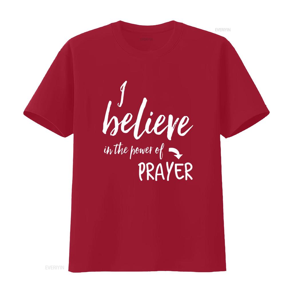 I Believe In The Power of Prayer T Shirt Vintage Washed Casual Homme Top For Everyday Wear Stylish Breathable Graphic Stretched