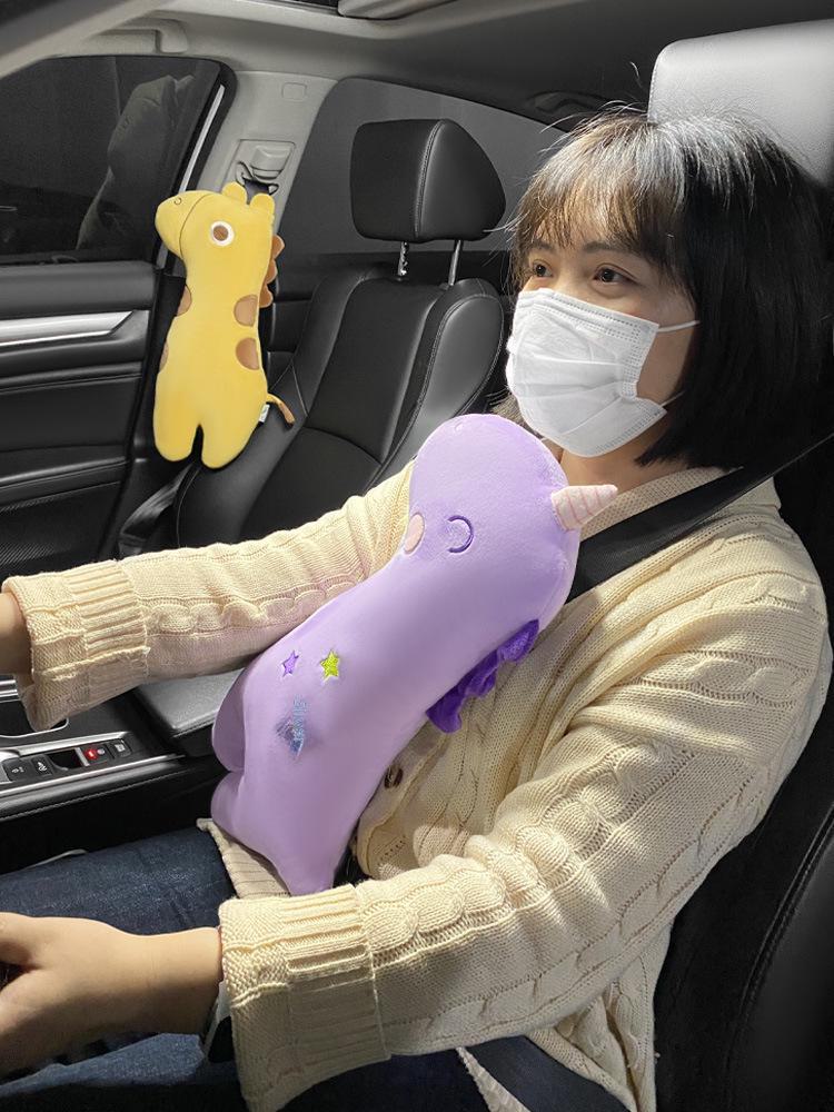 Dinosaur Unicorn Plush Seat Belt Shoulder Cover - Cute Cartoon Decoration for Cars