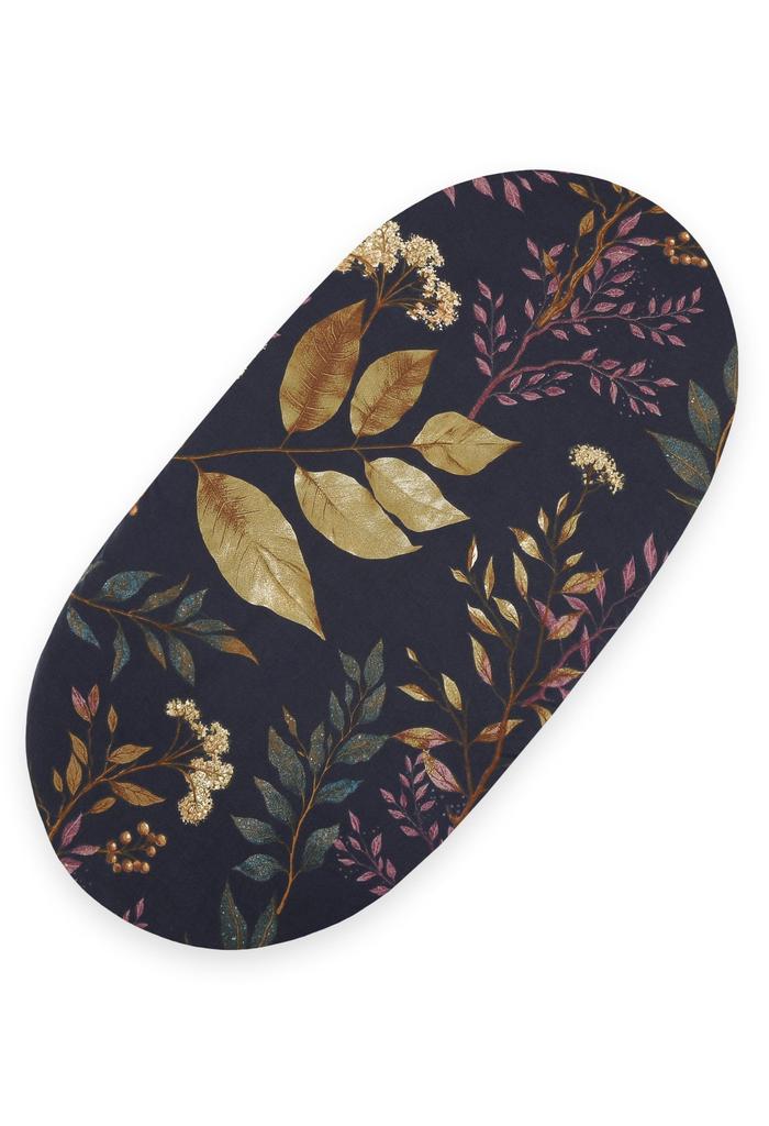 Cotton sheet for Moses basket Boho gondola stroller 75x35 cm - Floristic navy blue