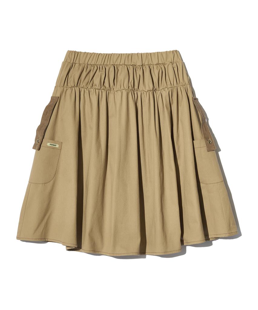 Peace Maker Corduroy Point Cotton Work Midi Skirt (Beige)