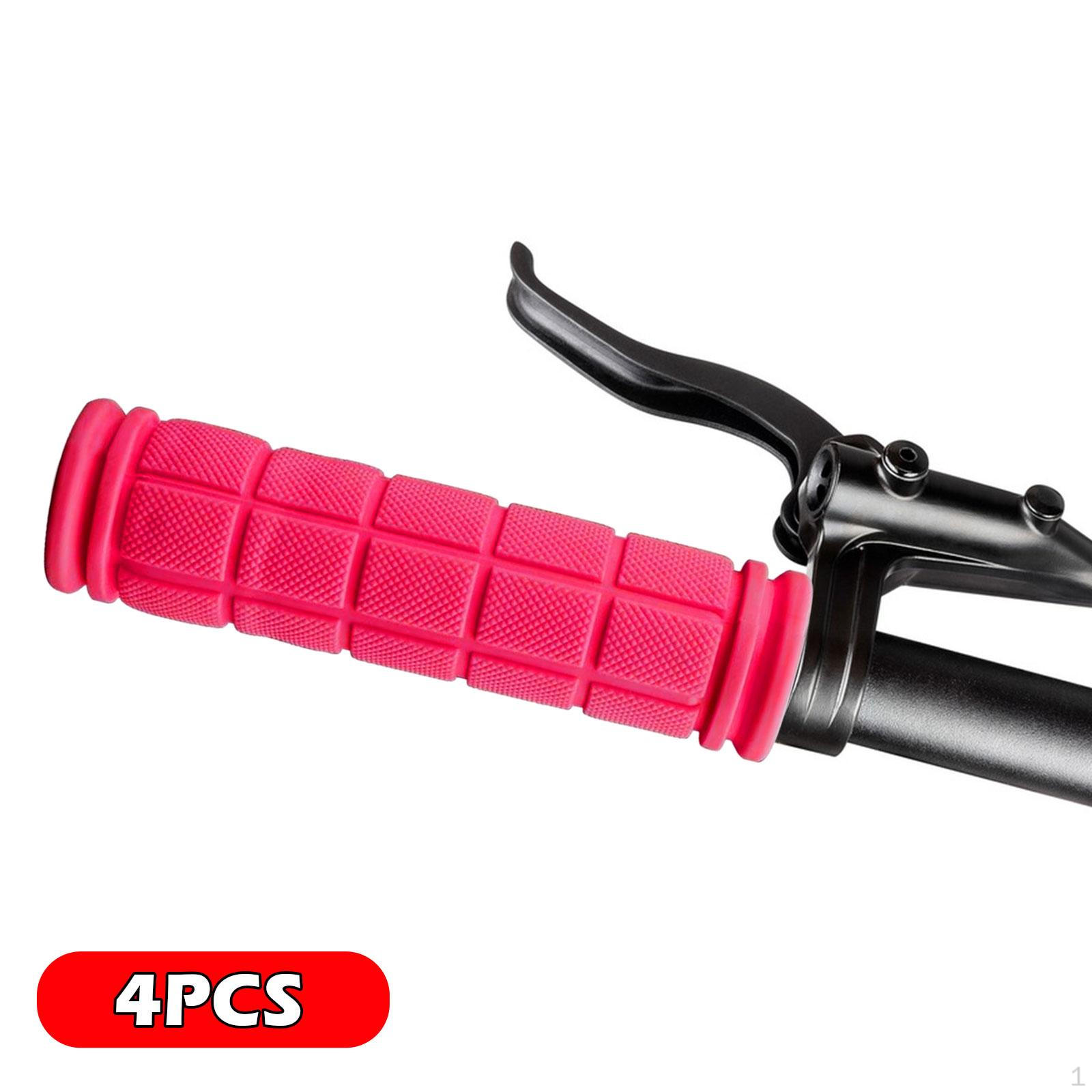 

4 Pieces Bike Handlebar Grips Anti Slip Cycling Components Lightweight Rubber Bicycle Handle розовый