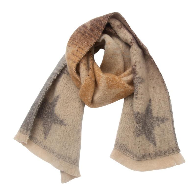 European and American Style Women's Fashion Autumn and Winter Warm Shawl Gradient Color Pashmina Jacquard Star Scarf