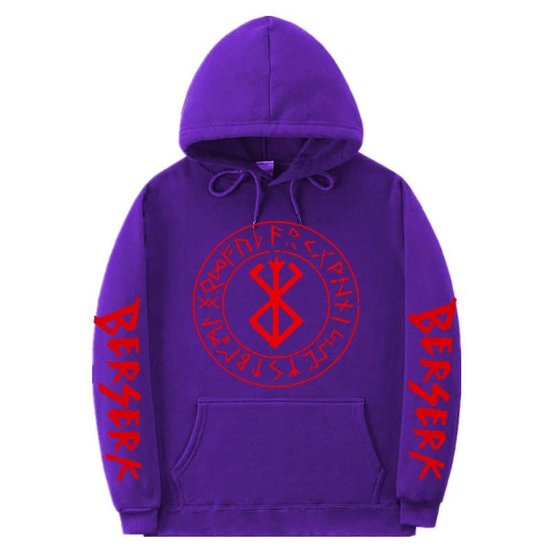 Berserk Anime Hooded Sweatshirt Men Loose Fit Fleece Lined Streetwear Casual Pullover Top