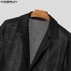 INCERUN Plus SIze Men Short Sleeve Solid Hollow Out Casual Texture Shirts