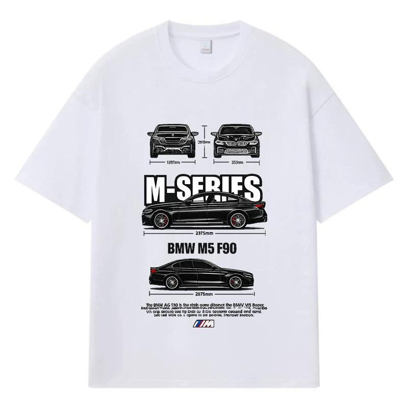 

2026 Bmw M5 F90 Печатная Графика Streetwear Y2k Harajuku Мужская Женская Одежда 100% Хлопок Футболка Повседневная Оверсайз Летняя Мужская Футболка S белый