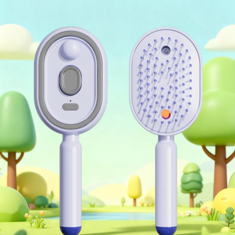 Electric Spray Hair Brush 2-In-1 Misting Hair Brush With Water Spray Reduce Frizz Anti-Static Retractable Steam Massage Comb A2