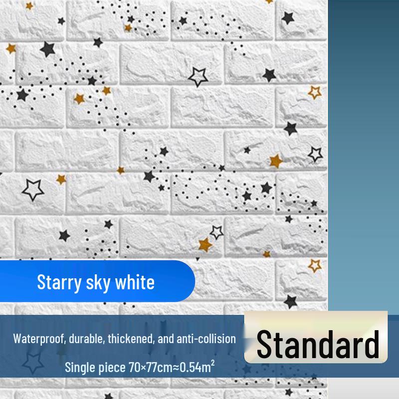 Retro 3D Brick Pattern Self-Adhesive Moisture-Proof Wallpaper Sticker