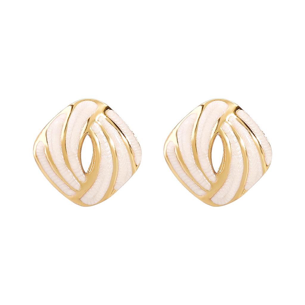 New Fashion Enamel Stainless Steel Earrings French Retro Minimalist Geometric Personality Stud Earrings Women