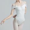 Collants de Ballet para Prática de Dança para Mulheres Adultas Collant de Ginástica Body de Yoga Manga Curta Costura em Malha Roupa de Dança de Bailarina