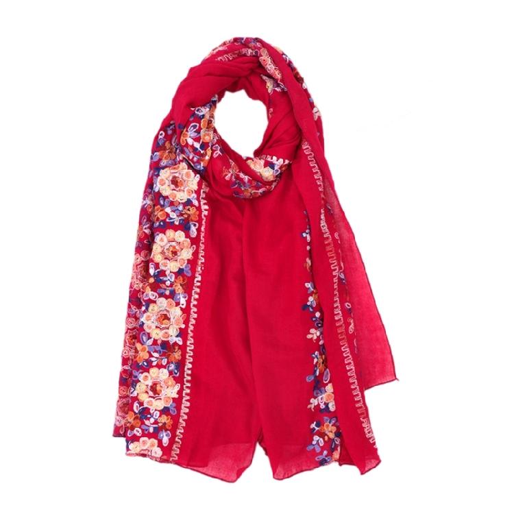 Embroidery Flower Pashmina Lady Thin Scarf Soft Shawls Lady Wraps Blanket Scarf