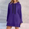 Women's Fashion Casual Sweatshirt Solid Color Long Sleeve Split Hem Long Hoodie