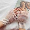 Lace False Sleeves Women'S Sweet Lace Mesh Pearl Bell Sleeves Wrist Sleeve For Weddings And Parties