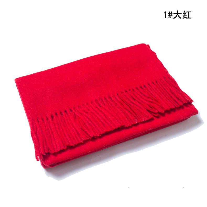 Autumn and winter new solid color wool scarf female couple men and women monochrome fringed scarf shawl manufacturer 190*200cm красный