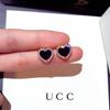 Engagement Enamel Cute Heart Stud Earrings for Women Girls Rose Gold Color Summer Jewelry Black Earring Wedding Jewelry Gifts