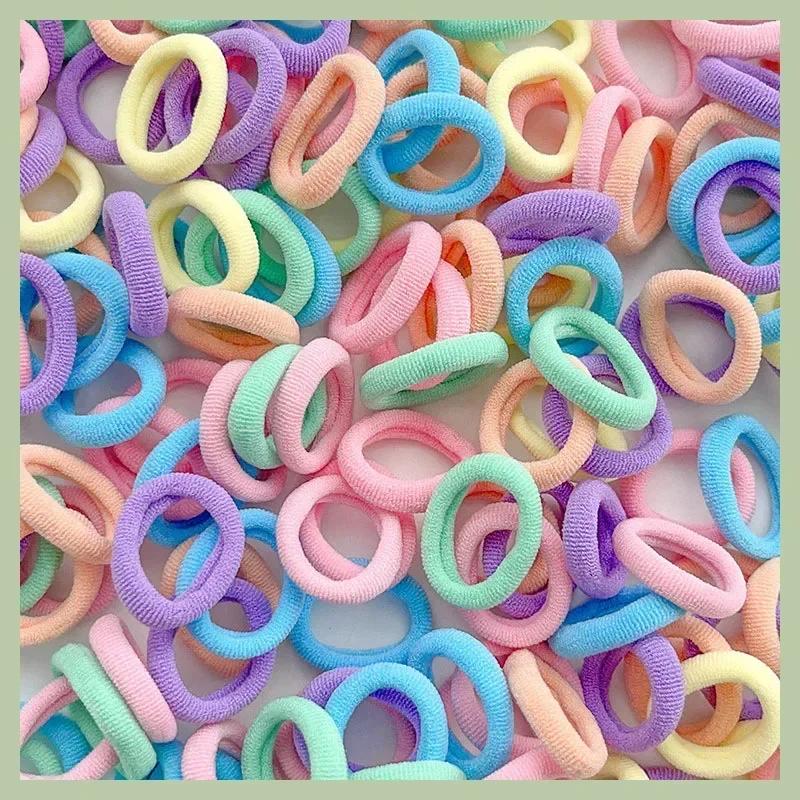 100/300PCS Basic Nylon Ealstic Hair Ties for Girls Colorful Hair Band Ponytail Holder Scrunchie Rubber Band Kid Hair Accessories