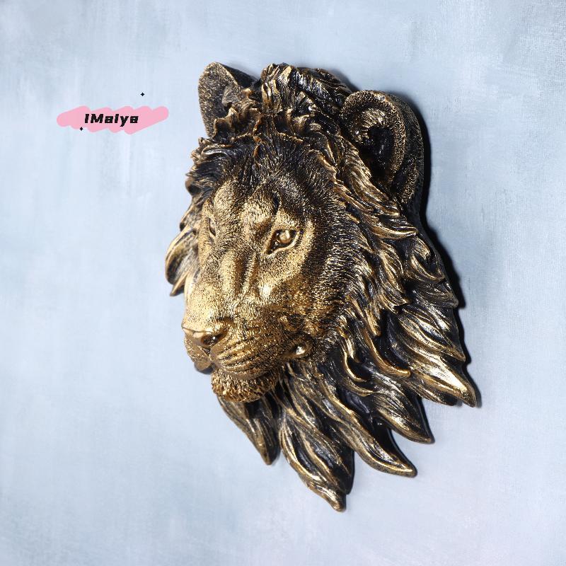 M-Animal Head Wall Statue Resin Lion Head Wall Decor for Vintage Home Living Room Bedroom Decoration Unique Art Sculpture