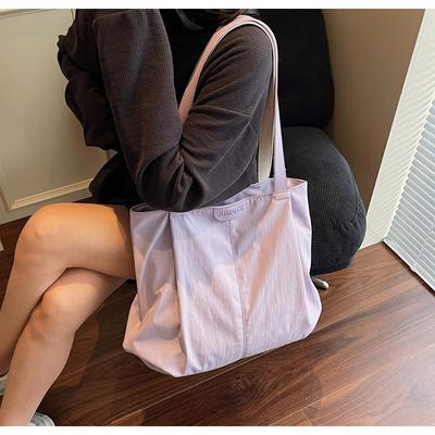 2025 Spring and Summer Large-capacity Canvas Bag Women's Casual Shoulder Bag Simple Contrasting Color Versatile Niche Tote Bag