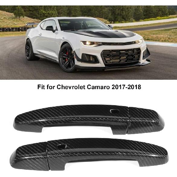 Aramox Door Handle Trim, 4pcs Outside Carbon Fiber Side Door Handle Trim Cover Fit for 2017-2018