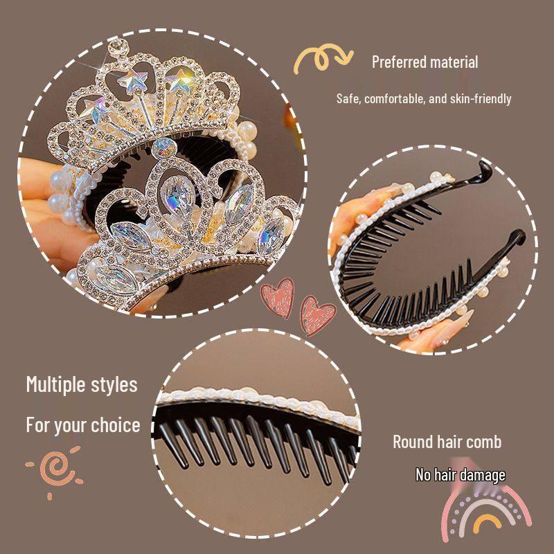 Girls' Beaded Princess Crown Headdress Hair Clip