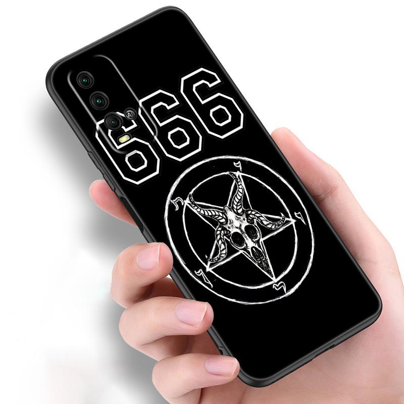 Pentagram 666 Demonic Satanic Silicone Phone Case For Xiaomi Redmi Note 11 10 9 8 Pro 11T 10T 10S 9S 8T 9 9A 9C 9T Black Cover