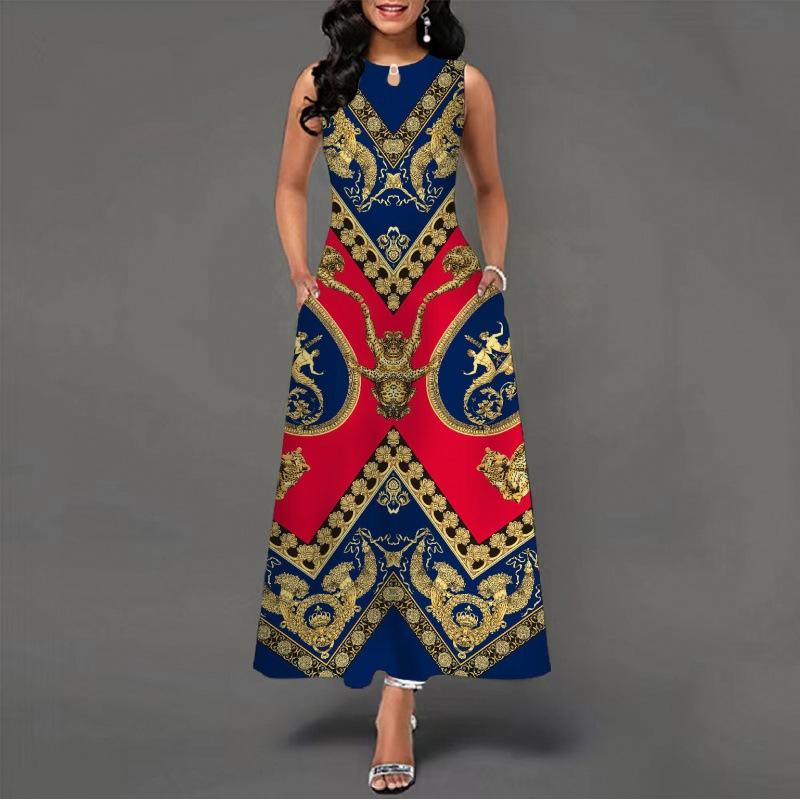 2025 New Fashion Trend Dresses Spring Summer Printed Waist Dresses Fashion Women's