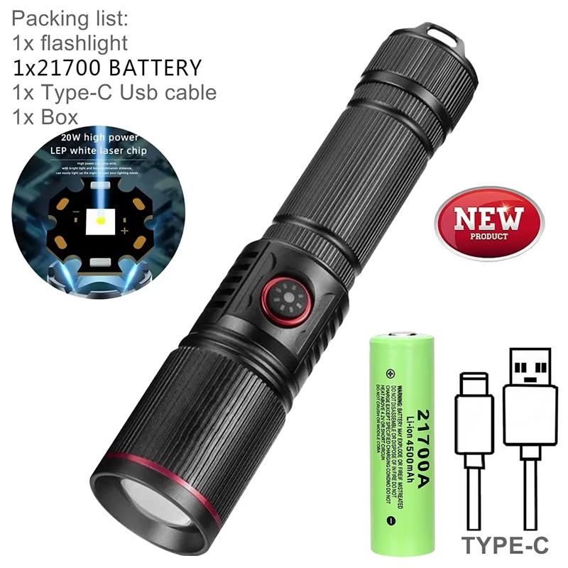 Upgrade 30W Zoom LED High Power flashlight USB Rechargeable Torch Camping Outdoor Hunting Fishing Walking Lighting Lamp