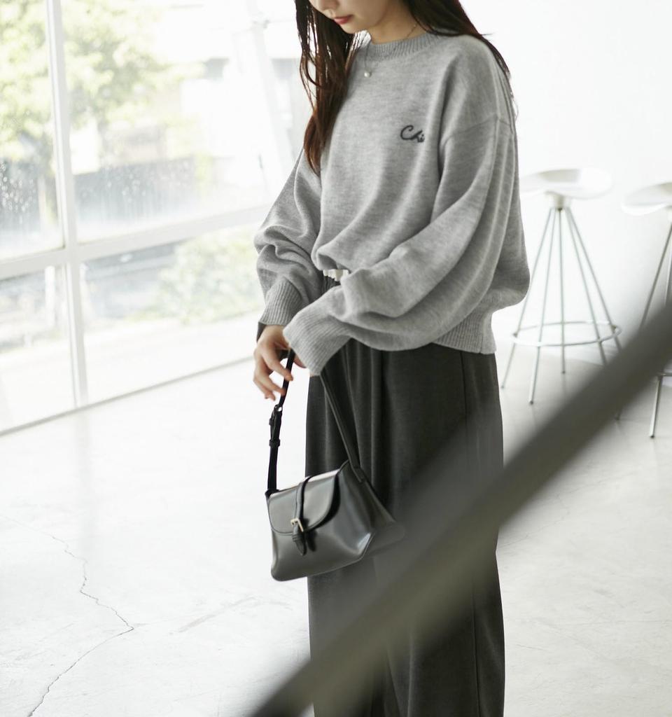 ROPE PICNIC Knit Pullover Logo Embroidered Knit GDM64000 Light Gray [WEB Exclusive] Mid-Gauge Pullover/Anti-Static/Machine Washable, Women's (08)